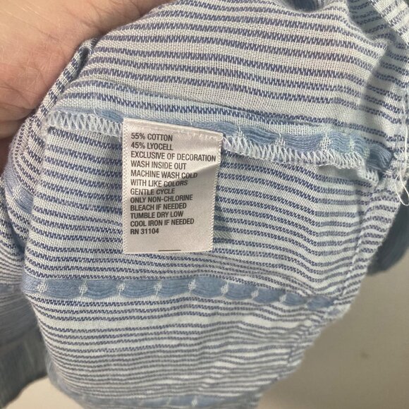 Womens New Directions Boho Striped Tunic Tie Neck Long Sleeve XL Blue Cotton Lyo - Picture 7 of 9